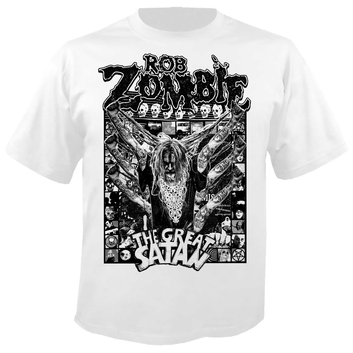 Rob Zombie - The Great Satan T-Shirt (White) – Nuclear Blast USA Rob Zombie - The Great Satan T-Shirt (White) – Nuclear Blast USA